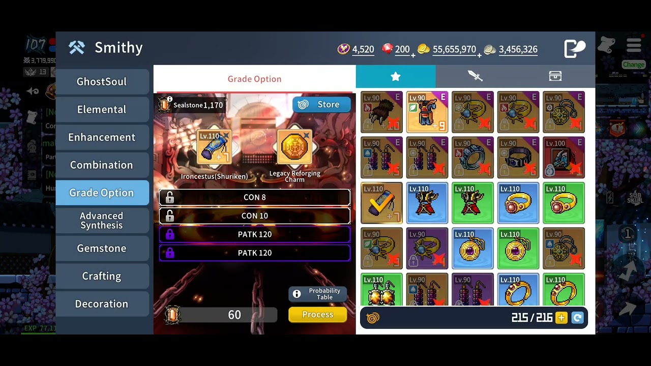 Ghost Soul M (GhostM) Gacha Zodiac & Making Gauntlet/Shuriken Lv.110 for secondary weapon Lv.120