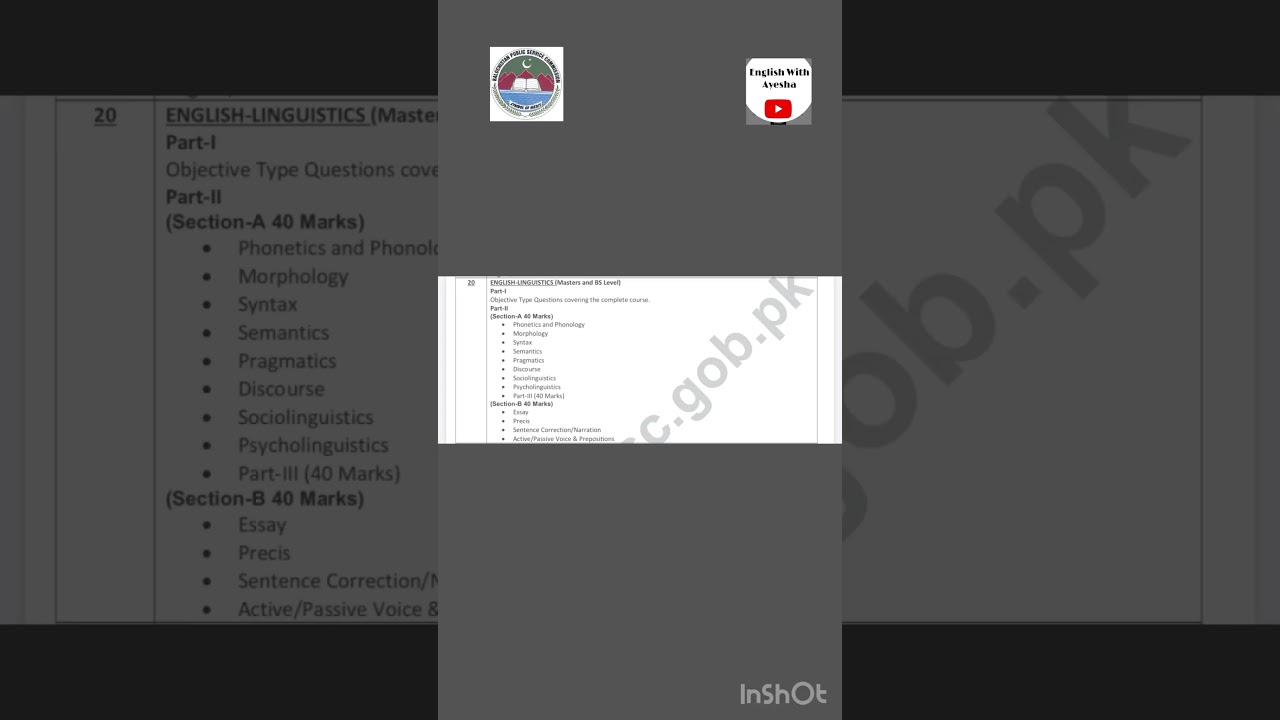 BPSC Lecturer English Linguistics Syllabus And Complete Preparation #Englishwithayesha