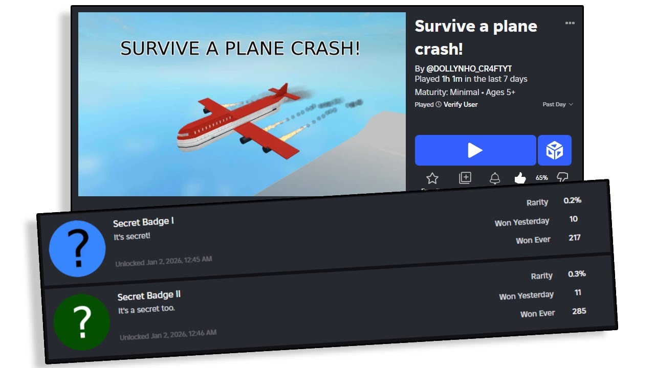 How to get the Secret Badges from Survive a plane crash!