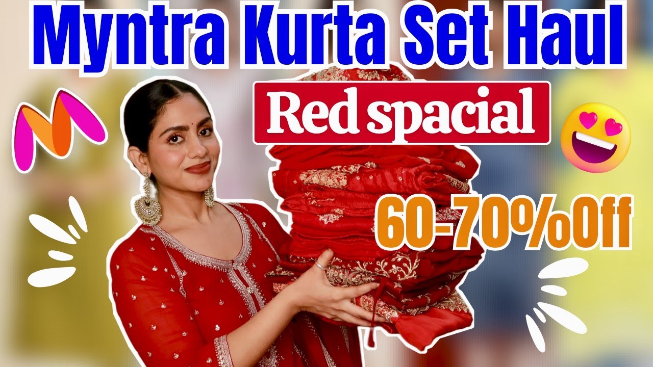 Huge Myntra Red Kurta Set Haul 🥰 Festive Red Kurta Sets For Karvachauth💞#myntra 