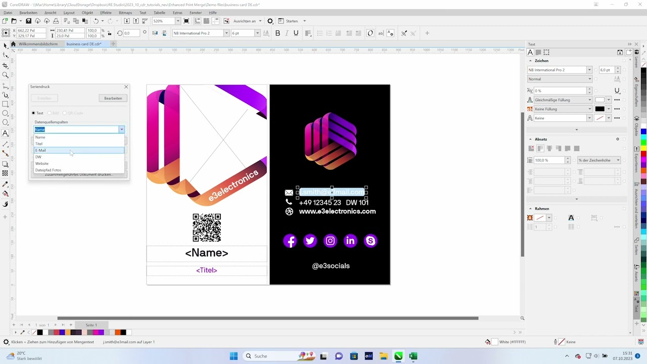 Personalisierte Layouts mit CorelDRAW – QR-Codes, Bilder und Tabellen im Seriendruck kombinieren