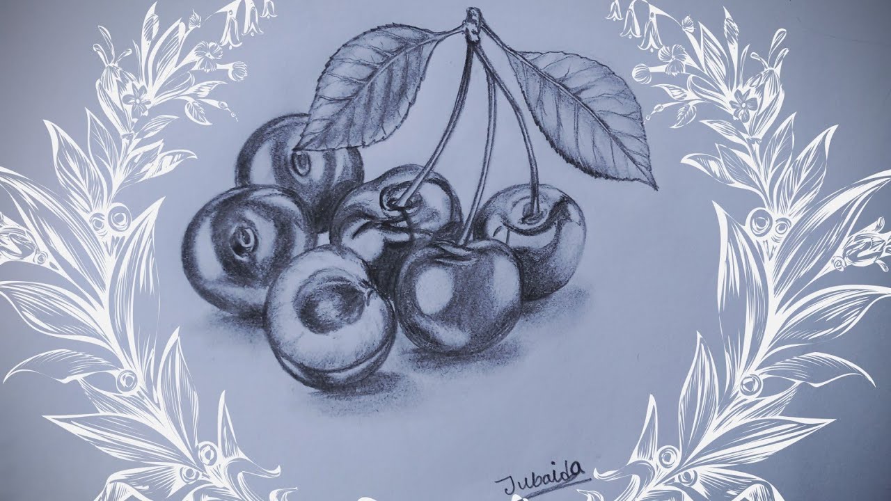 How to draw cherry fruit with a pencil??//কিভাবে পেন্সিল দিয়ে চেরি ফল আঁকতে হয়?