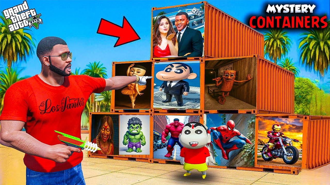 GTA V : Franklin & Shinchan Opens Every Mystery Containers In GTA 5 Telugu | #gta5