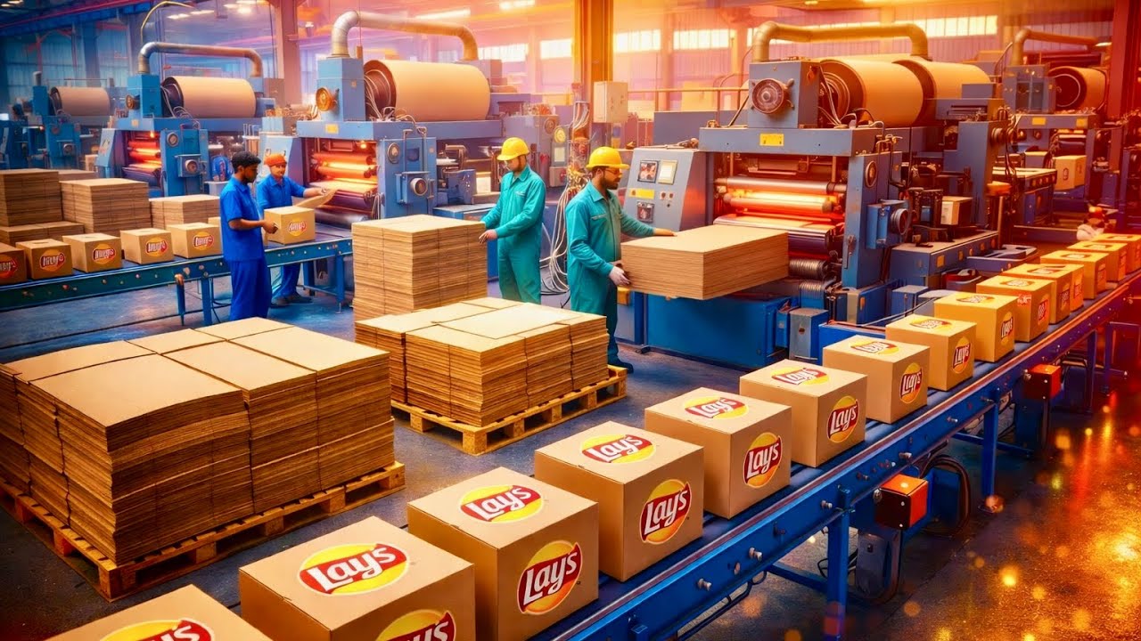 Lays Cardboard Carton Box to Massive Production Process | Hello making 