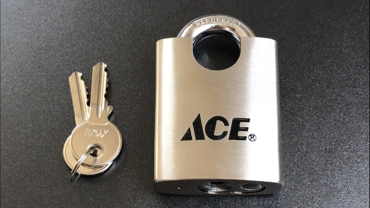 [583] Ace 50mm Shrouded Shackle Stainless Padlock Picked and Gutted (Model 5485149)