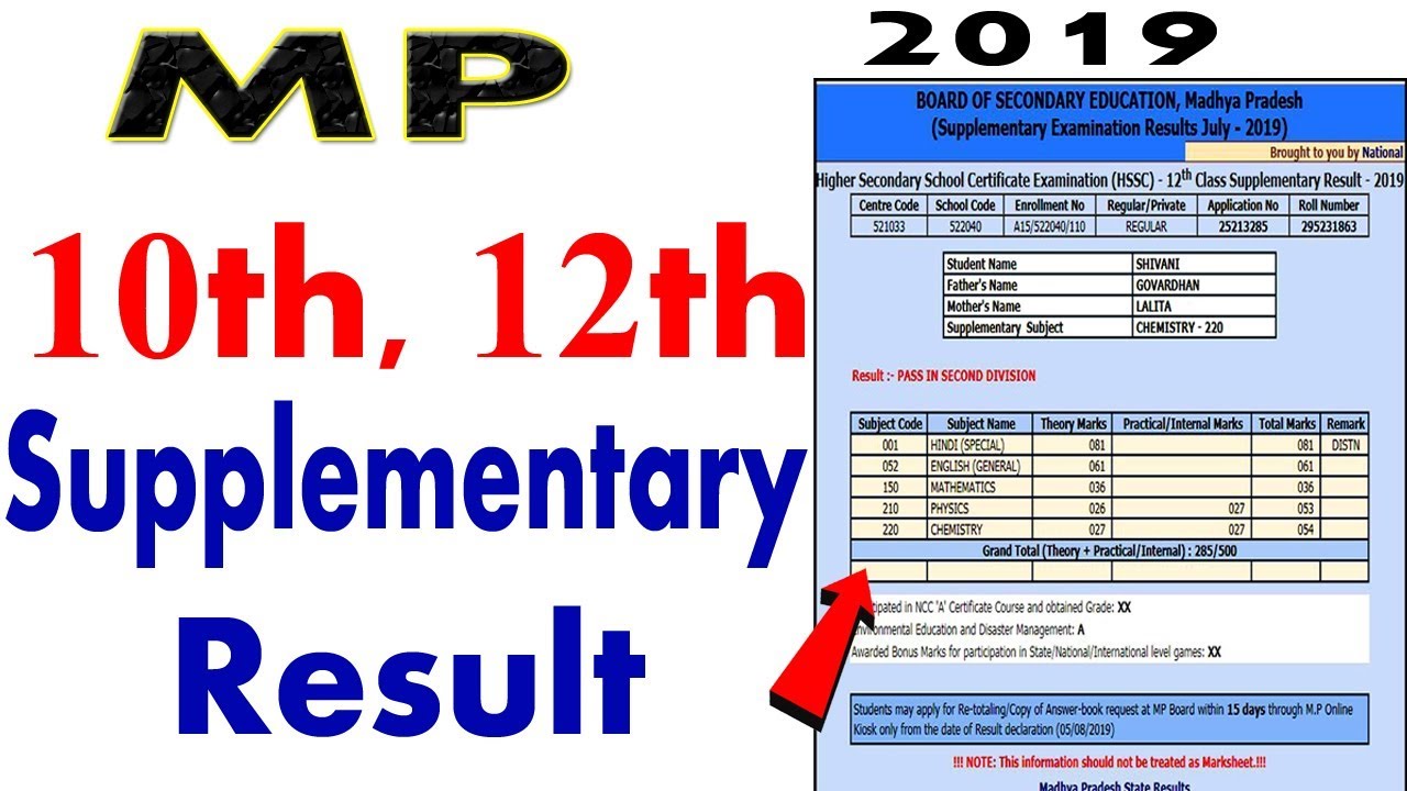 MP Board 10th 12th Supplementary Result 2019 # आ गया 10वी, 12वी एमपी बोर्ड सप्लीमेंट्री रिजल्ट 2019