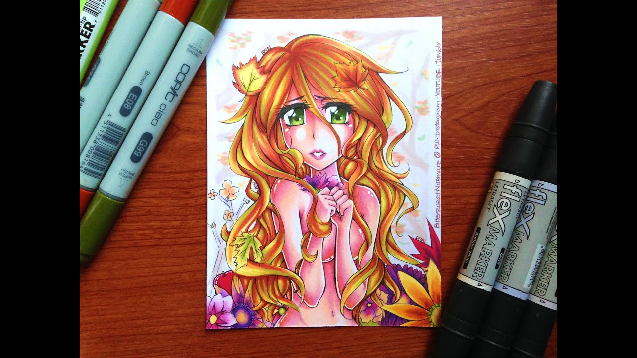 Copic & Promarker Drawing: Beauté à l'automne