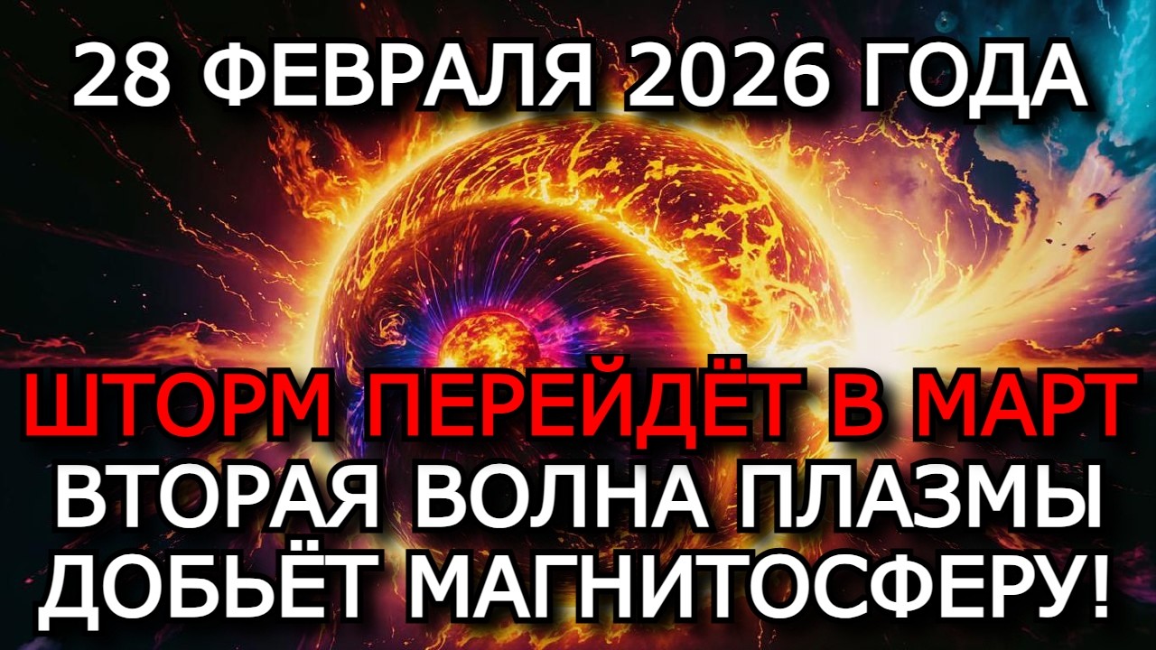 МАГНИТНЫЕ БУРИ 28 ФЕВРАЛЯ 2026 — ШТОРМ K7–K8 И ВТОРАЯ ВОЛНА ПЛАЗМЫ