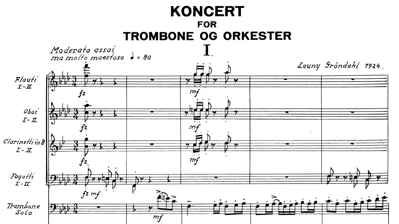 [Full Score] Launy Grøndahl - Concerto for Trombone and Orchestra (1924)