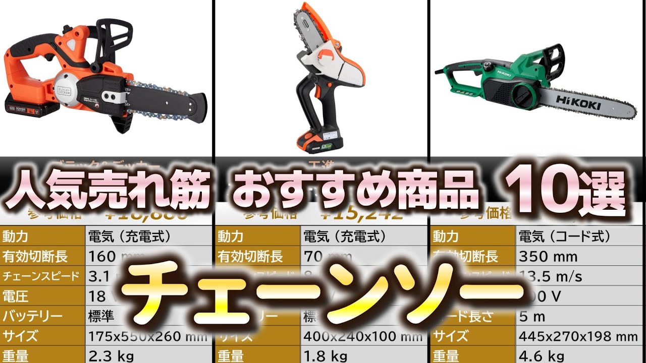 チェーンソー (チェンソー) 人気売れ筋 おすすめ10選【2024年】