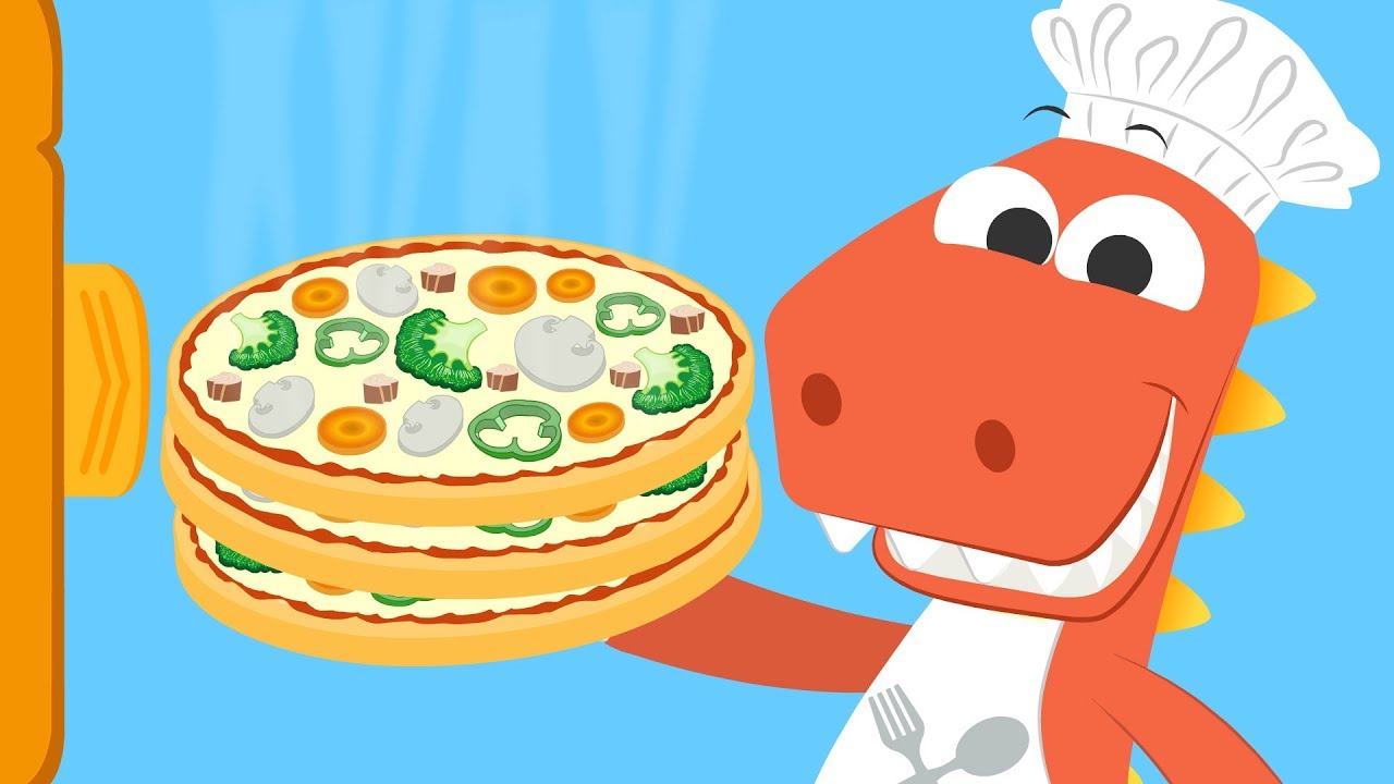 Aprende a cocinar una Pizza con Eddie | EDDIE: el dinosaurio hace una Pizza de Verduras