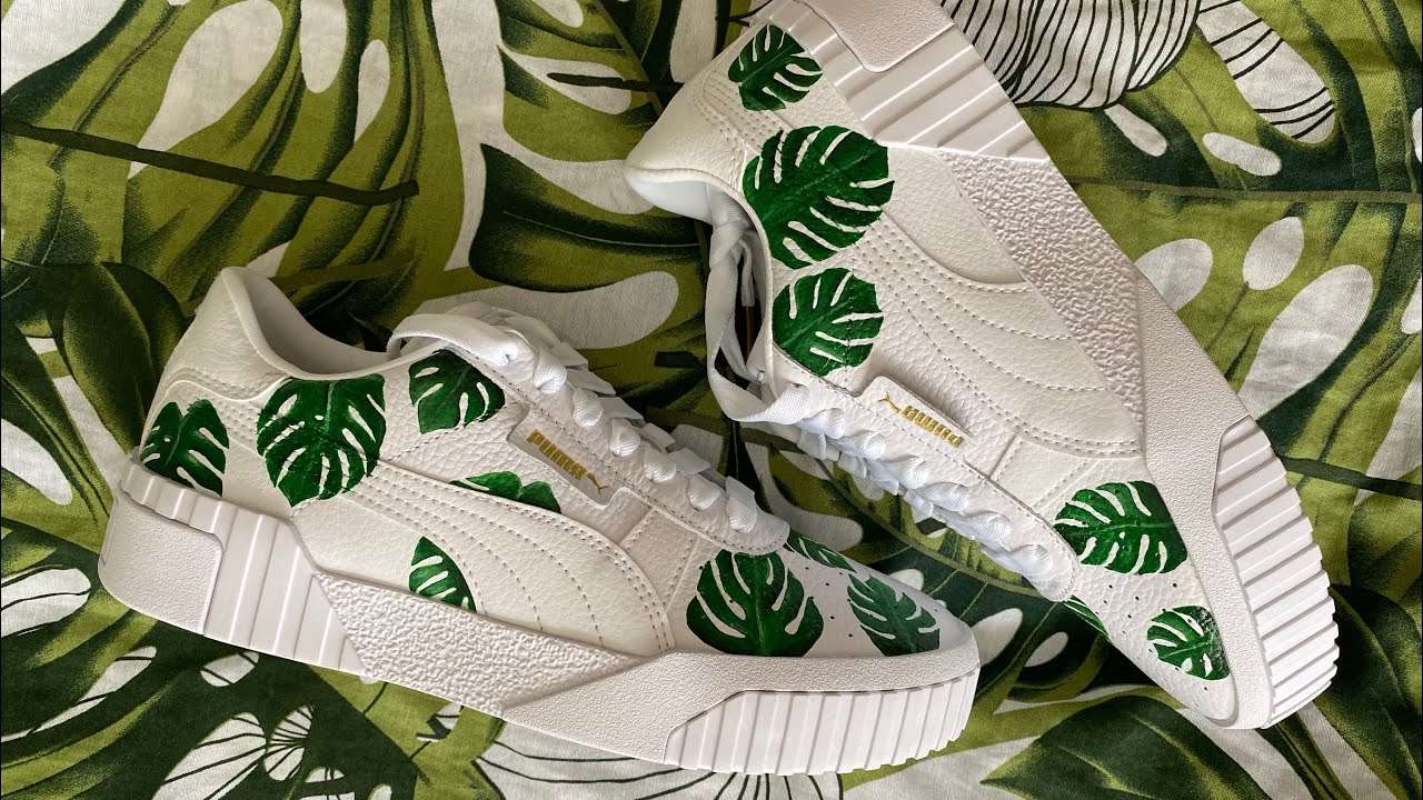 Puma Cali bemalen 😍🌿 Monstera Custom #custompumas #angeluspaint