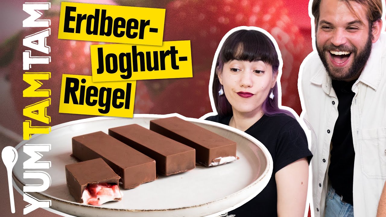 Erdbeer-Joghurt-Schokoriegel selber machen // #yumtamtam
