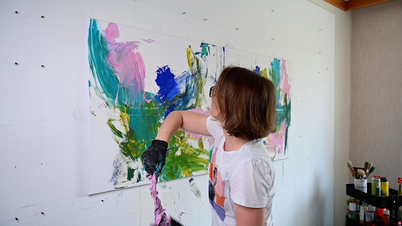 Abstract Acrylic Action Painting