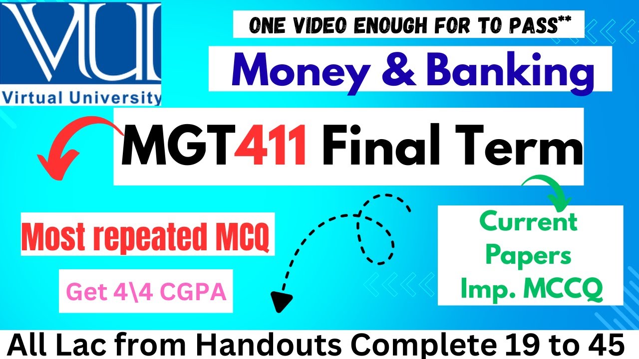 MGT411 Final Term Preparation  ✅ || Money & Banking || mgt411 REPEATED mcq || @Helper0711