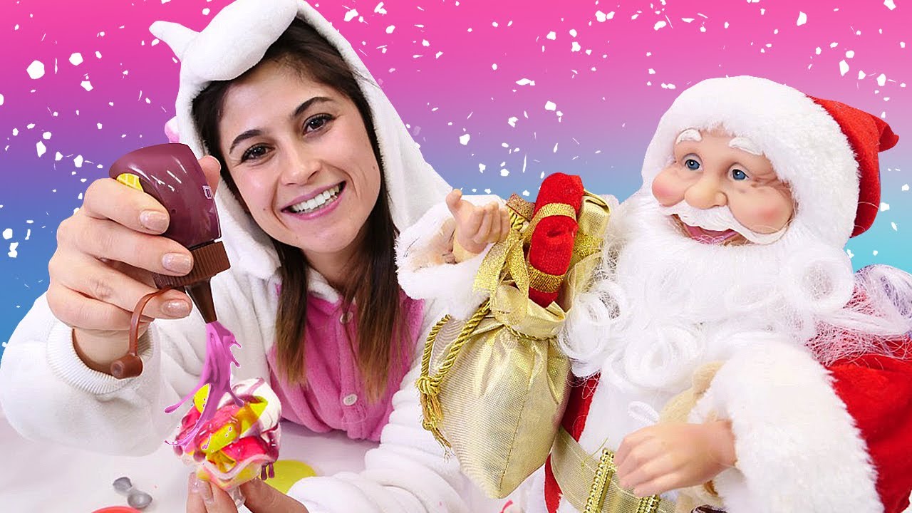 Unicorn kafe - Noel baba dondurma yiyor! &Ccedil;ocuklar i&ccedil;in Yılbaşı videoları