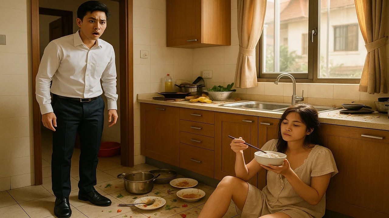 Chồng bắt vợ xuống bếp ăn cơm khi nhà có khách quý, tới khi dọn mâm mở cửa bếp anh sốc ngã ngửa