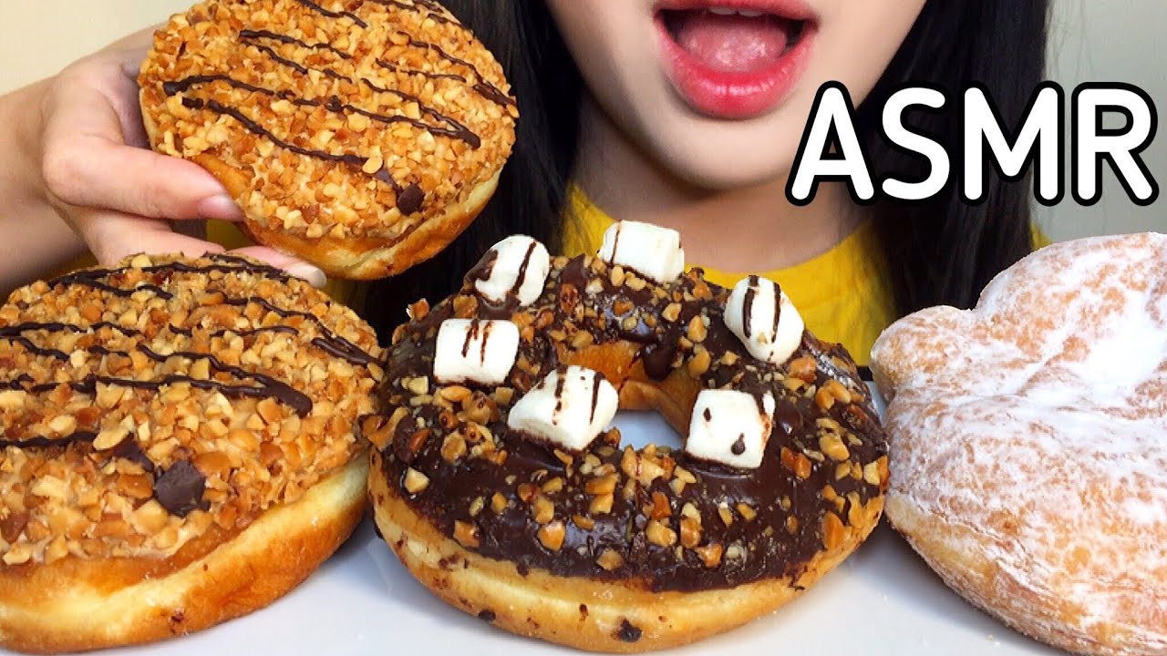 ASMR eating Donuts (Chocolate Peanut, Apple Jam, Chocolate Marshmallow) | MIRA’s Mukbang