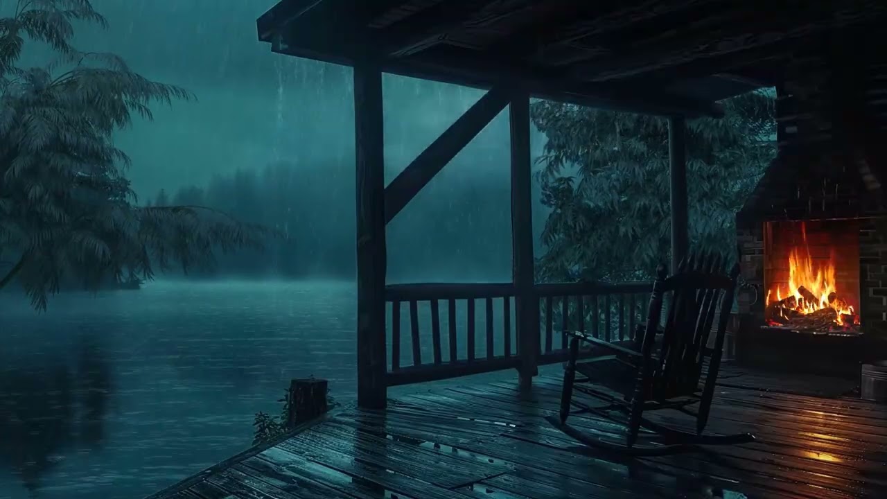 🍂 Quiet Rainforest Cabin Retreat – Soft Breezes, Far-Off Rumbles & Deep Relaxation Sounds 🌧️🌲