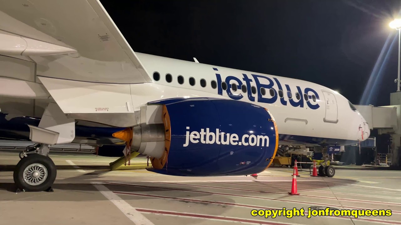 jetBlue Airways first ever A220 Airbus at Terminal 5 JFK (Jan 2021)