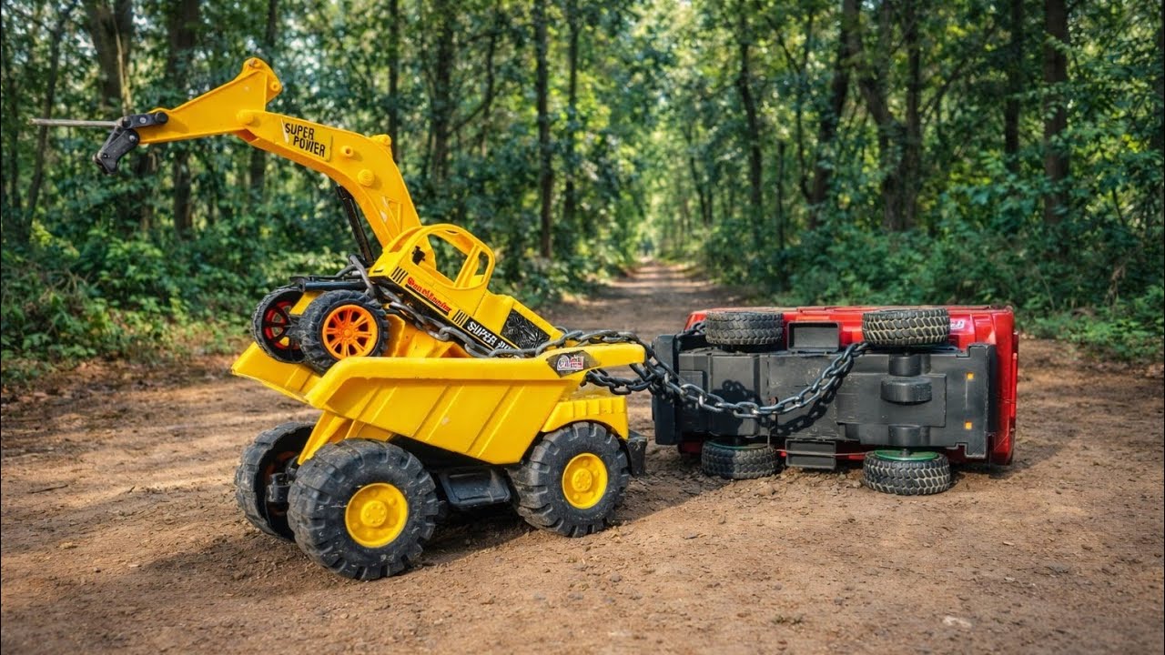 JCB Tractor Tranker Cartoon | New BharatBenz Dumper Loding Muddy Accident Puling Out JCB #toys #jcb