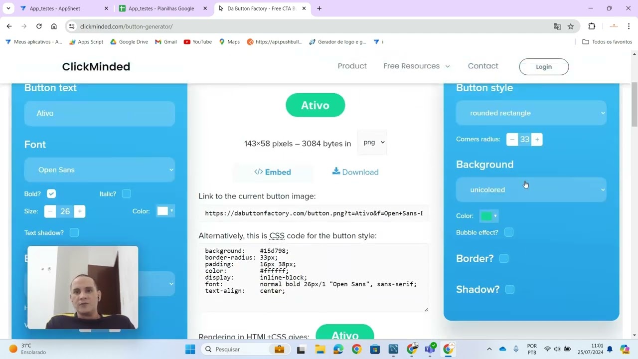 Botões customizados no Appsheet