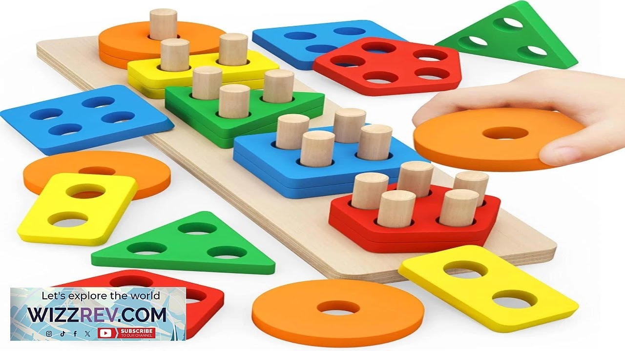 PEBIRA Montessori Toys for 1 to 3 Year Old Boys Girls Toddlers Wooden Sorting