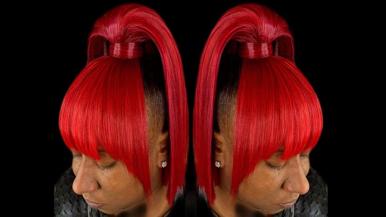 How to Do a Half Up Half Down Blunt Cut Ponytail with Faux Bangs