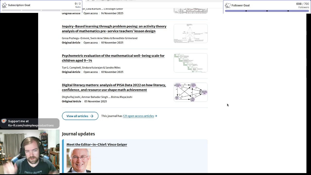 20251124 - Math Education News! Springer Math Education Research Journal (MERJ), Fall 2025