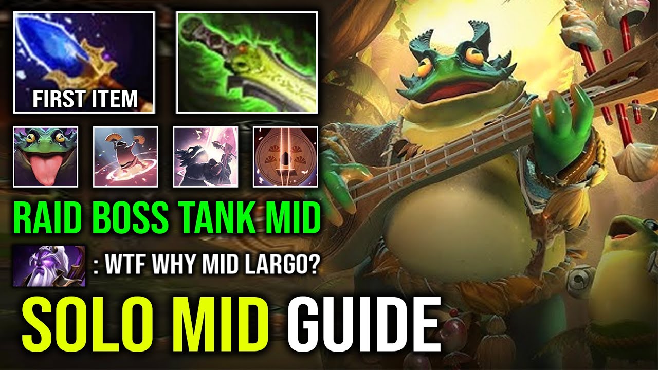 How to Solo Mid Largo in 7.40 with First Item Scepter Super Tank Raid Boss Hard Carry Dota 2