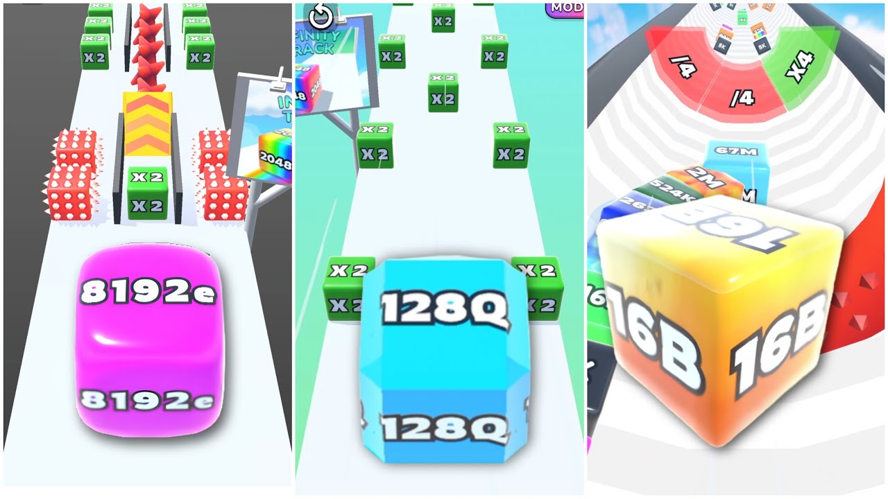 Jelly Run 2048 vs Jelly Tube Run 2048 | Ultimate Merge Race | 8192e vs 128Q vs 16B