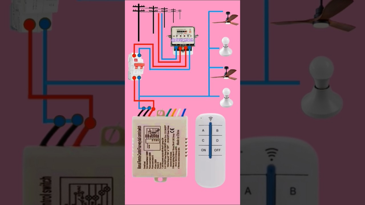 Sparkle Eye Wireless Digital Wall Switch 4-Way ON/OFF with RF Remote Control #wiringdiagram