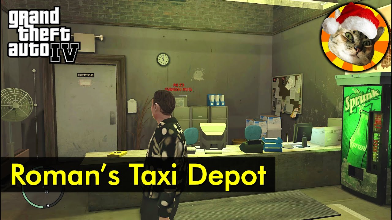 Roman's Taxi Depot at night (okay + on fire + destroyed) | GTA IV