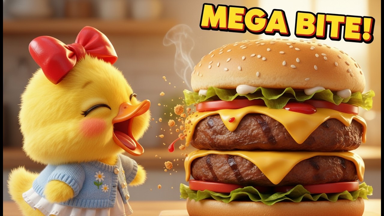 Funny duck vs Giant Burger! 🍔🔥 Shopping & Cooking Challenge