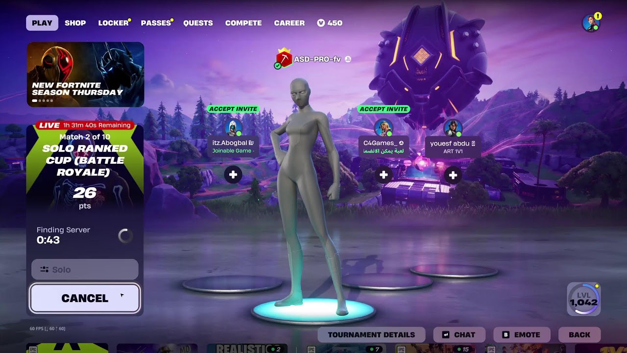 بث مباشر فورت نايت بطوله سولو دوب وان