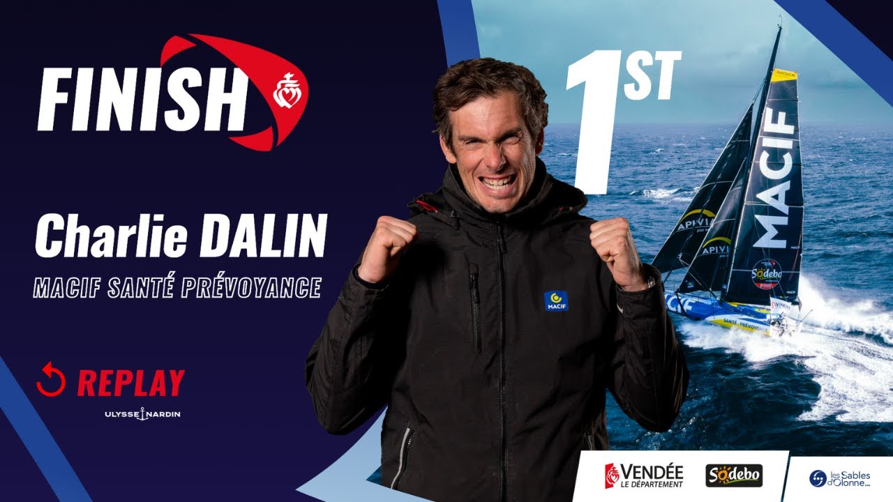 Finish of Charlie Dalin, winner of the Vend&eacute;e Globe 2024