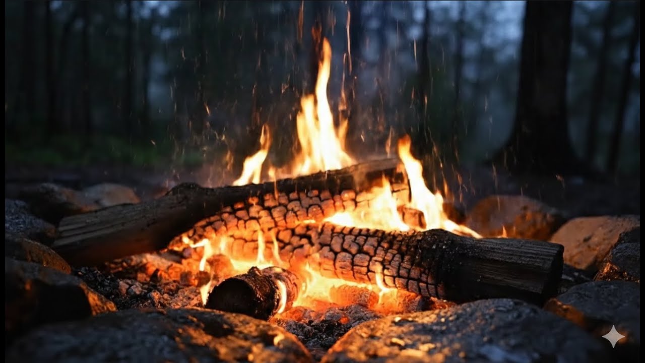 1 HOURS Rain & Campfire Sounds for Deep Sleep 🌧🔥 | Relaxing Night Forest Ambience
