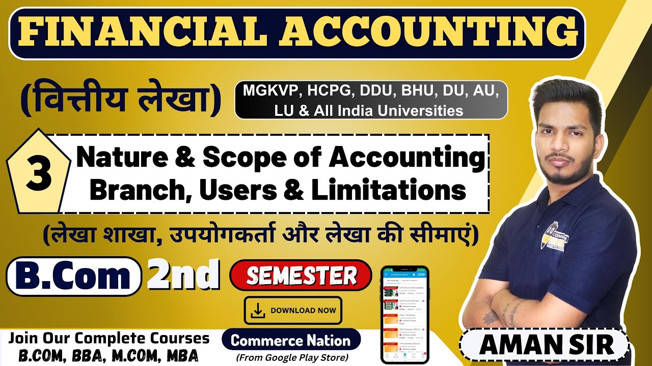 Branch, Users & Limitations of Accounting | Financial Accounting | B.Com 2nd Semester Video Lectures