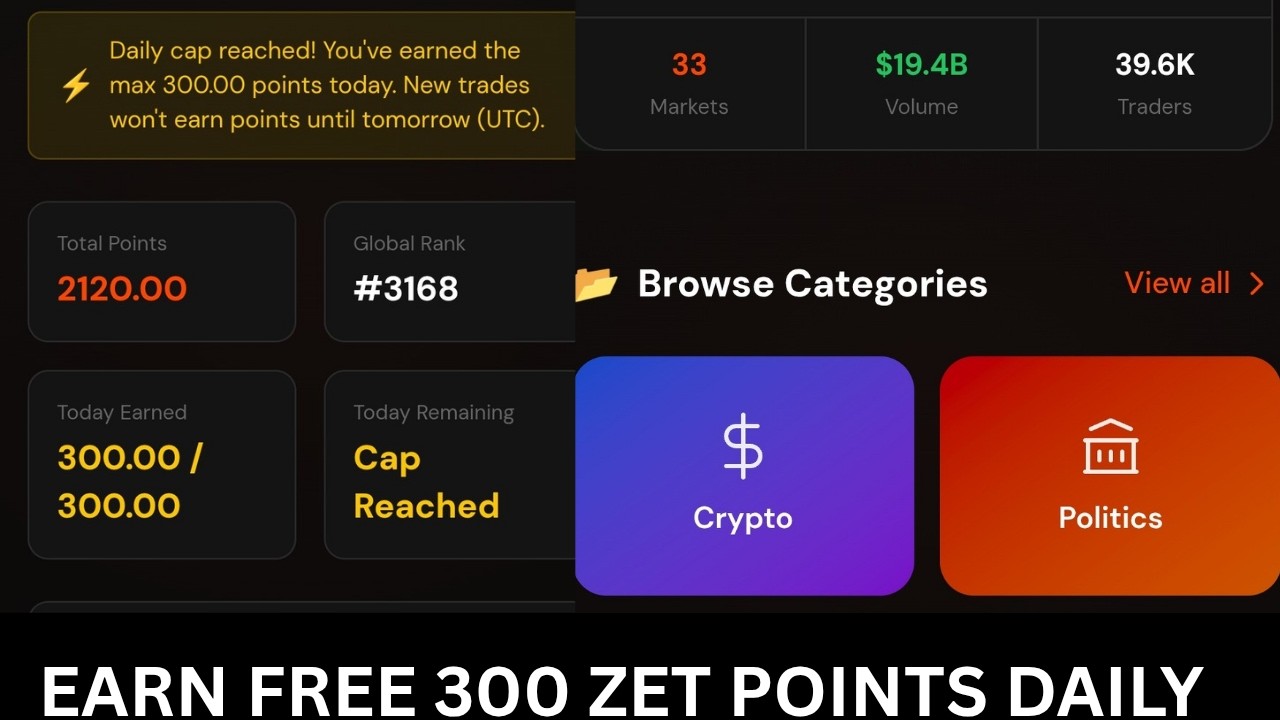 How to participate in Zetarium prediction market and earn free 300 zet points daily, easy guide.
