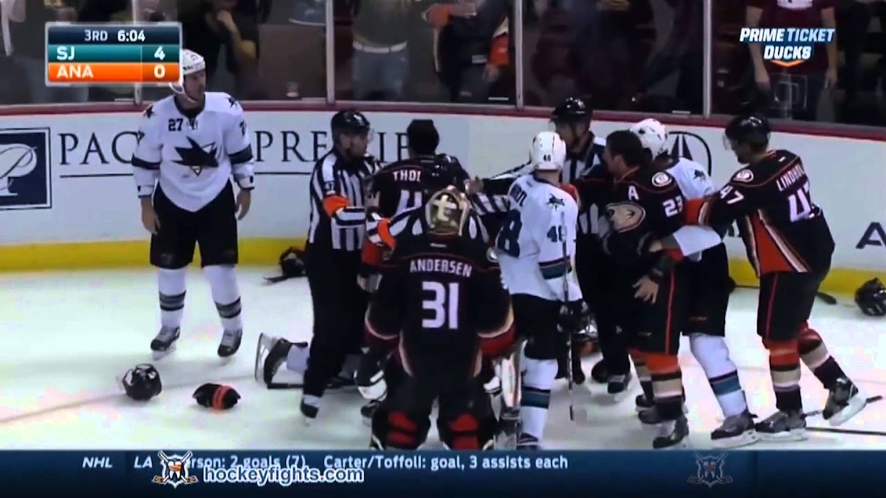 Fights San Jose Sharks vs Anaheim Ducks Brawl Oct 26, 2014 HD