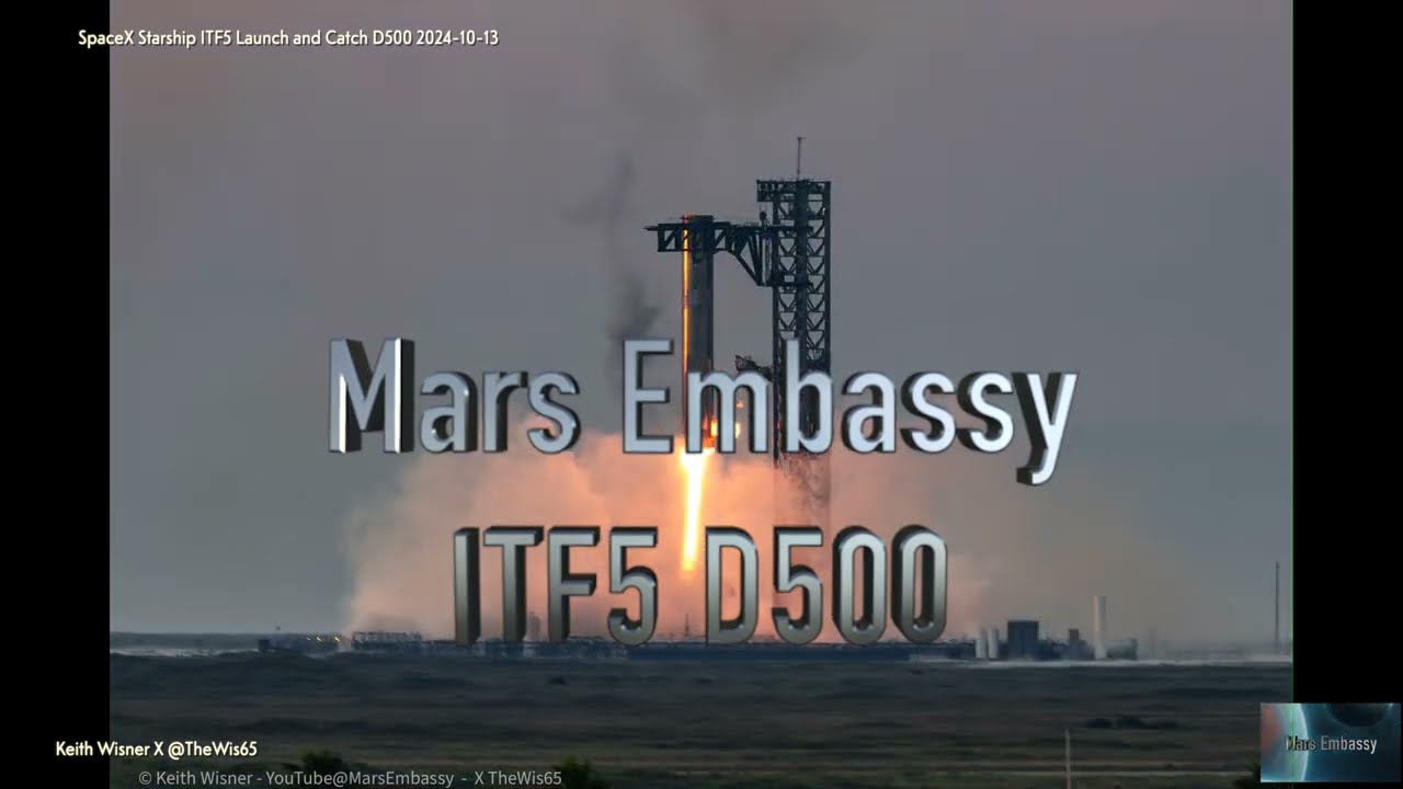 SpaceX IFT5 Launch and Catch 2024-10-13 D500 Fixed Zoomed - 4K