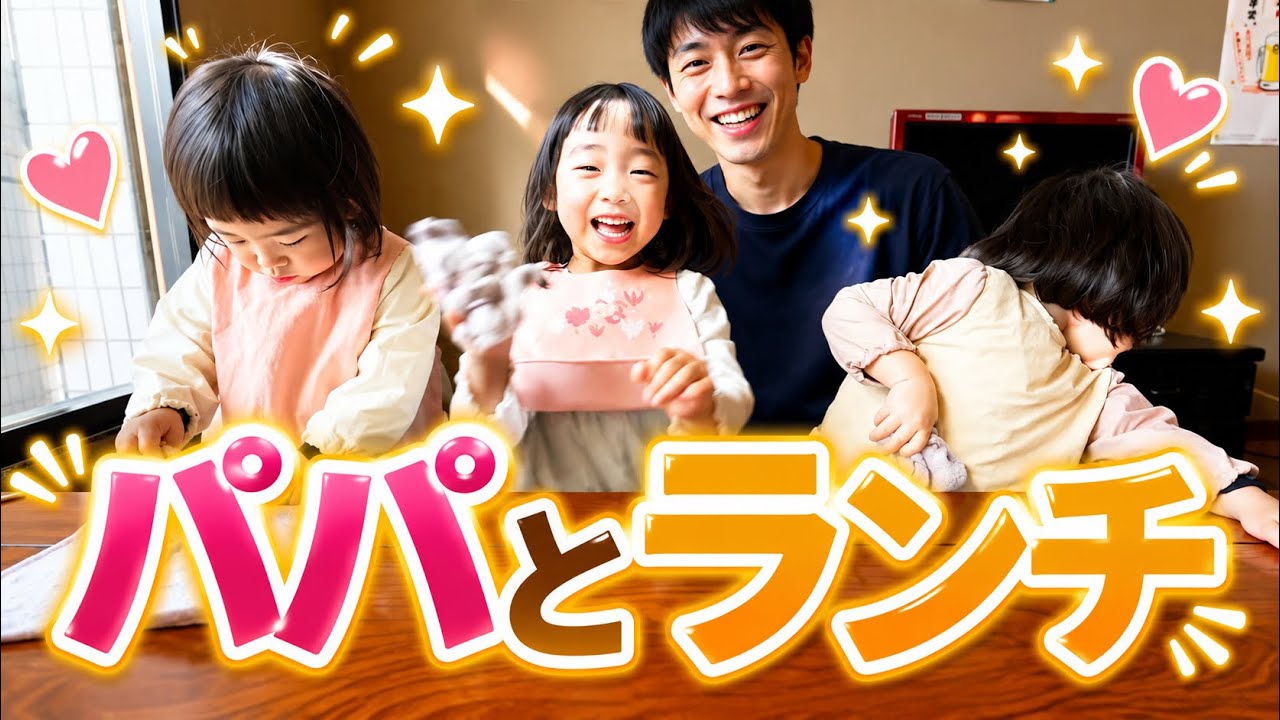 【パパのワンオペ育児】パパと3姉妹で外食ランチする様子を全てお見せします…！