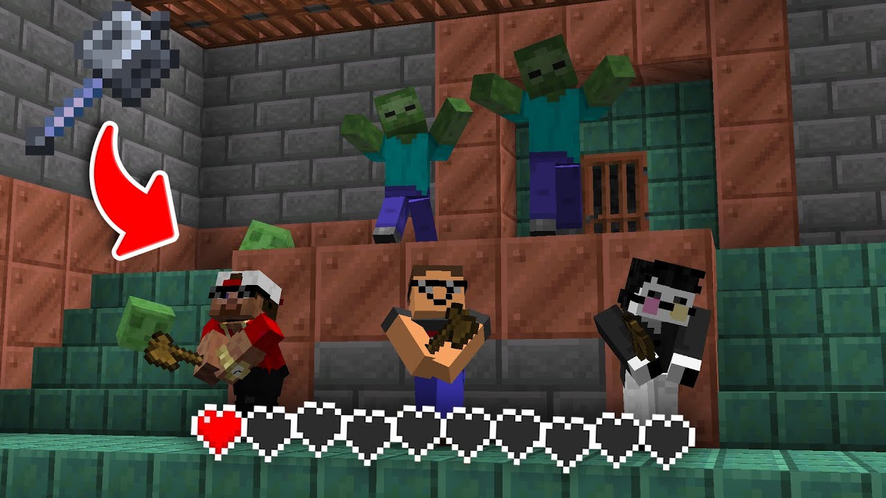 Me, Clivacle, and TheSheepClan got MACES in Minecraft with nothing!