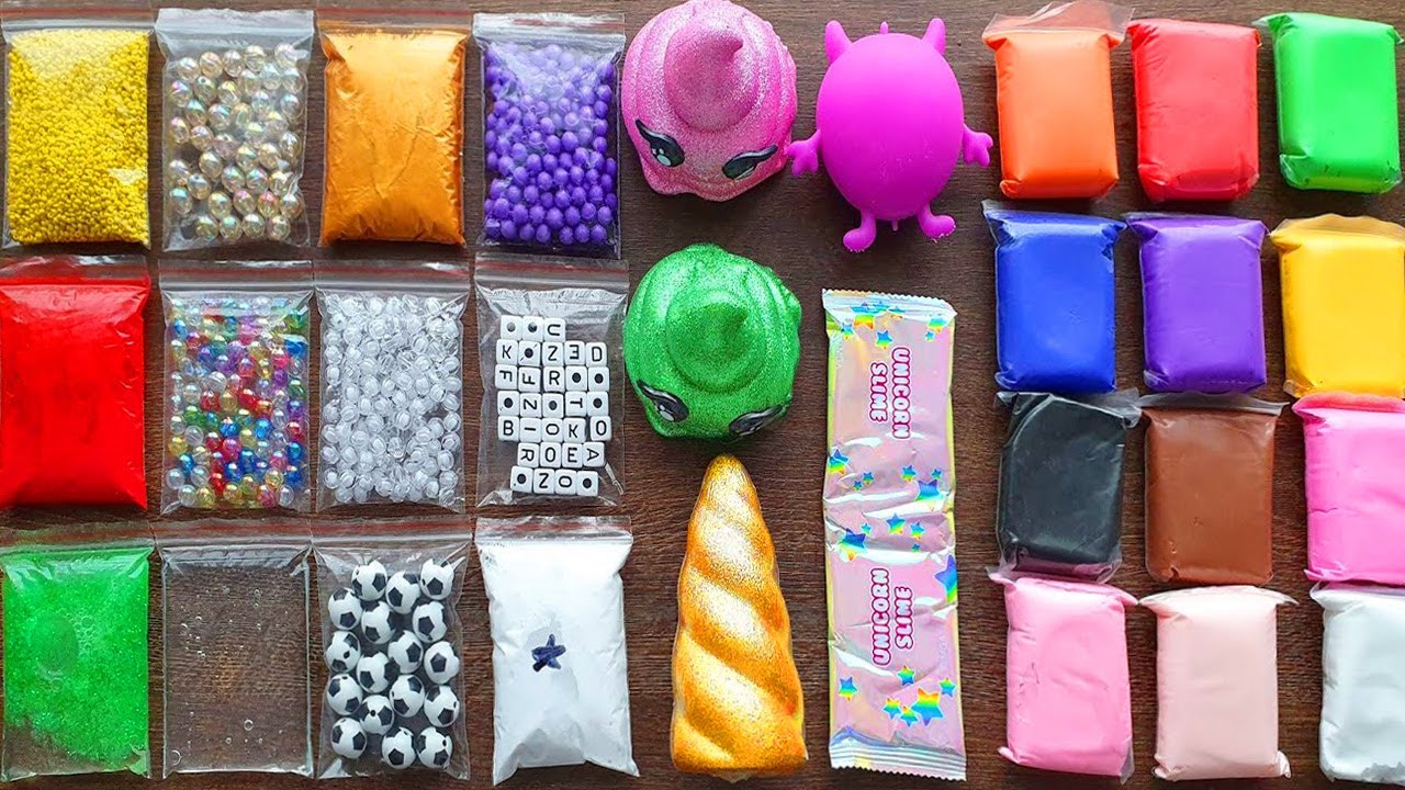 Making Relaxing Slime With Bags Stress Balls and Clay