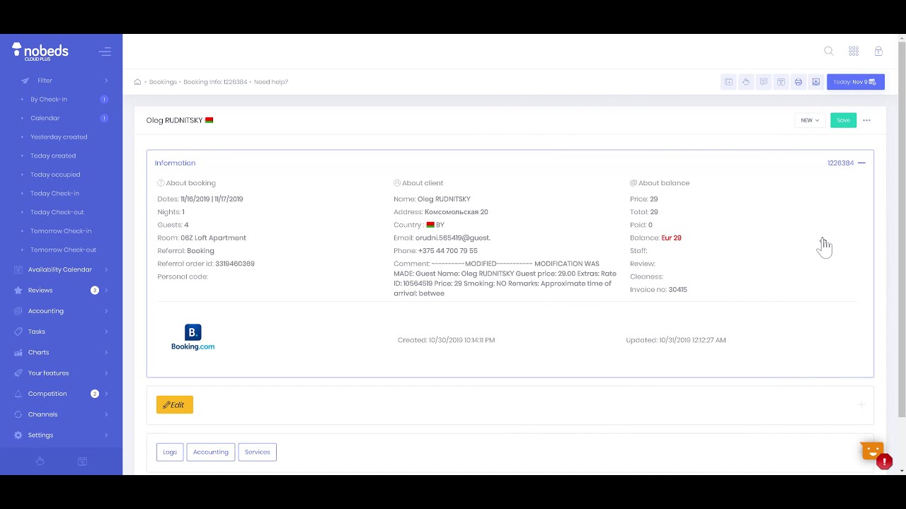 How to report booking.com about invalid Credit card? Property management system