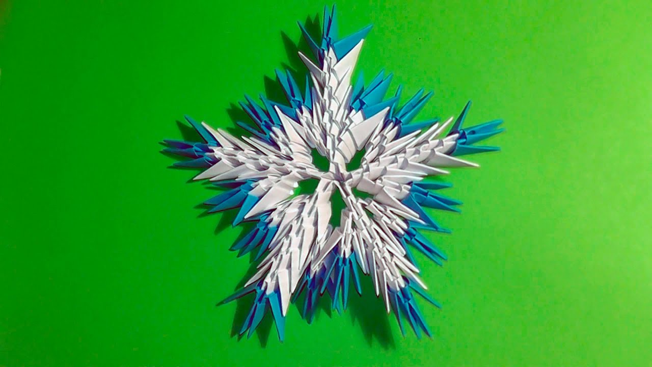 How to make a paper snowflake. 3D origami tutorial for beginners