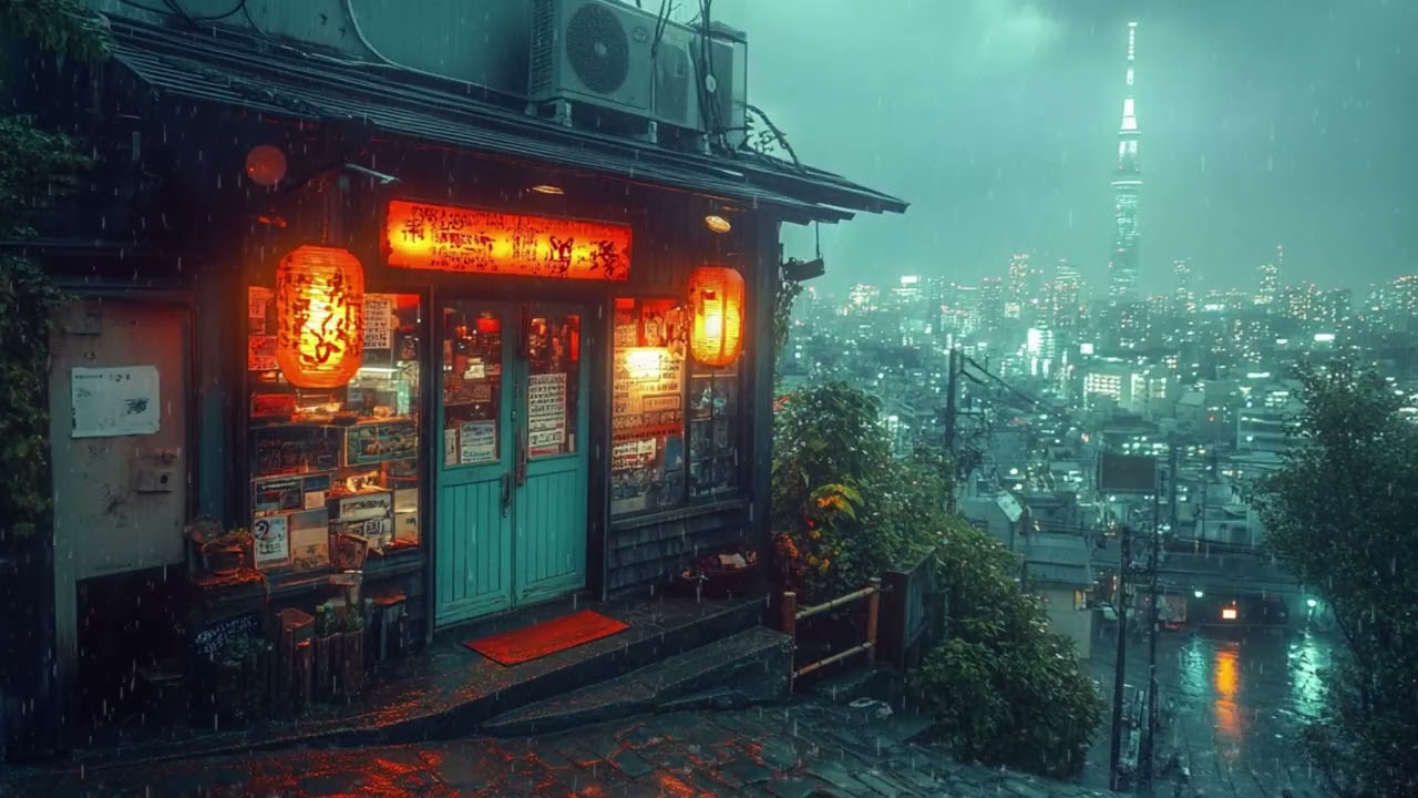 Quiet Ramen-Ya at Midnight with Soft Rain | Cozy Japanese Lo-fi for Sleep | 4K