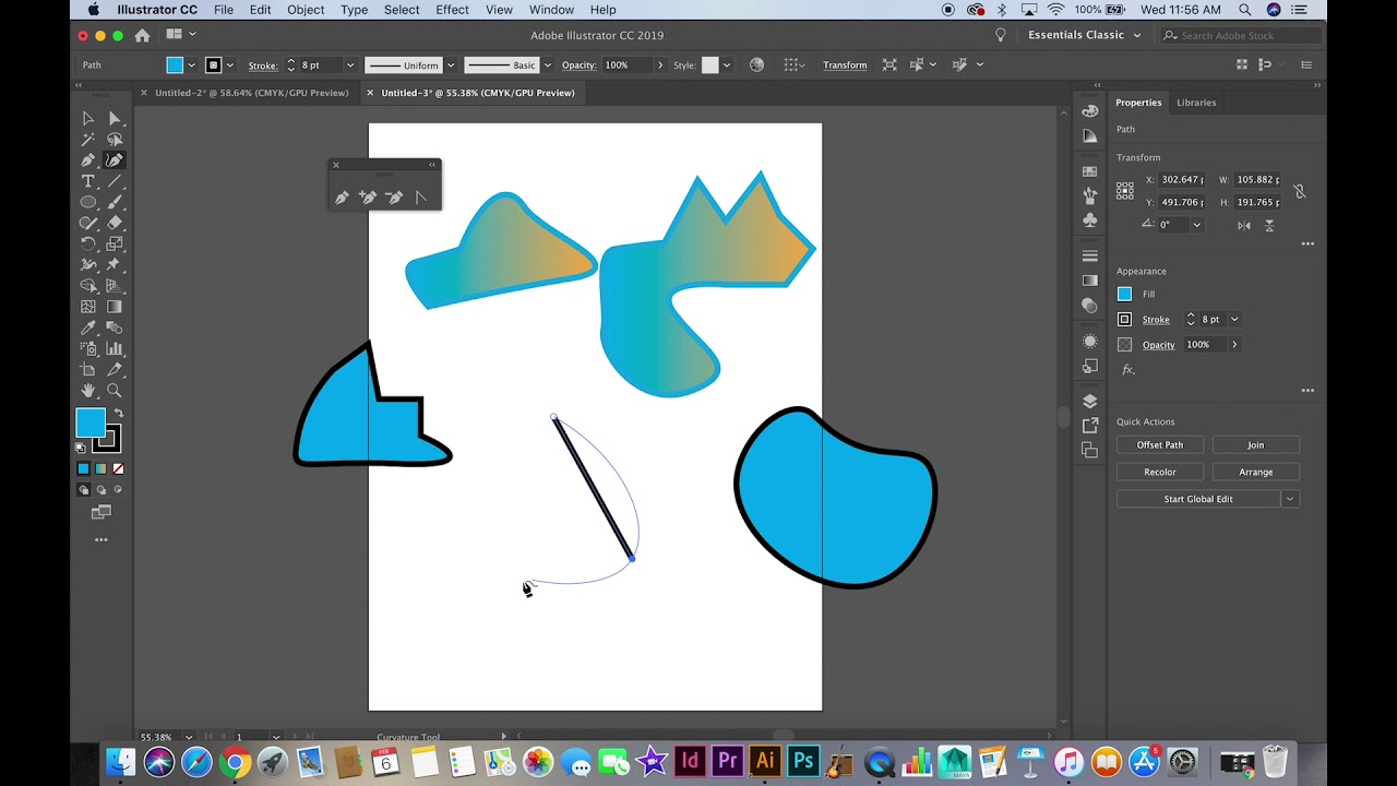 Illustrator Part 8 Pen Tool vs Curvature Tool | Pathfinder vs Shape Builder