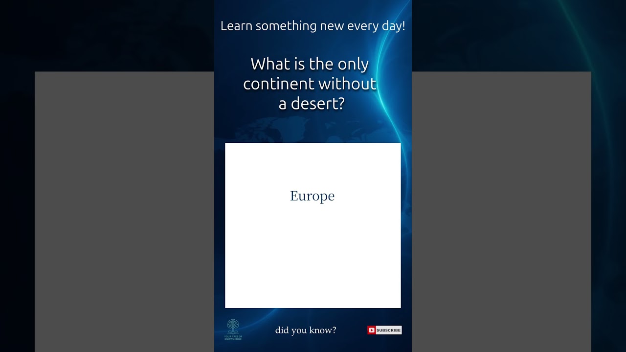 What is the only continent without a desert? #GeographyFun #ContinentFacts #ClimateKnowledge