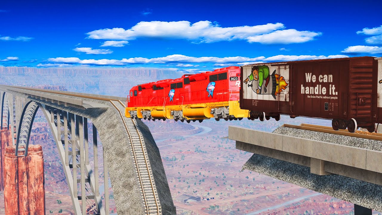 Earthquake Damaged Bridge Railroad Accidents Derailments ✅ BEAMNG.Drive LIVE STREAM